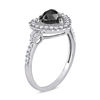 1.01 CT. T.W. Enhanced Black Heart-Shaped and White Diamond Scallop Frame Engagement Ring in 10K White Gold