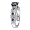 Thumbnail Image 2 of 1.98 CT. T.W. Black and White Diamond Vintage-Style Engagement Ring in 10K White Gold