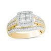 Thumbnail Image 0 of 1.00 CT. T.W. Quad Princess-Cut Diamond Frame Multi-Row Engagement Ring in 10K Gold