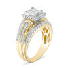 1.00 CT. T.W. Quad Princess-Cut Diamond Frame Multi-Row Engagement Ring in 10K Gold