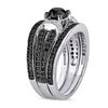 Thumbnail Image 2 of 1.27 CT. T.W. Black Diamond Buckle Vintage-Style Three Piece Bridal Set in Sterling Silver