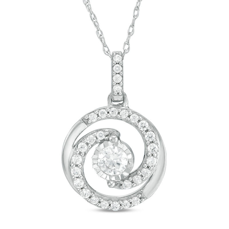 0.33 CT. T.W. Diamond Swirl Frame Pendant in 10K White Gold|Peoples Jewellers