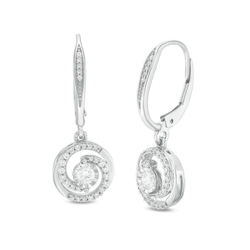 0.50 CT. T.W. Diamond Swirl Frame Drop Earrings in 10K White Gold