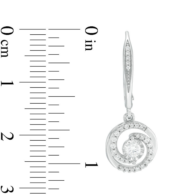 Main Image 2 of 0.50 CT. T.W. Diamond Swirl Frame Drop Earrings in 10K White Gold