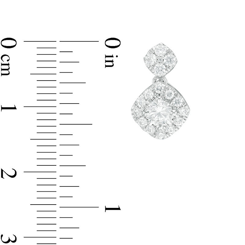 Main Image 2 of 1.00 CT. T.W. Certified Canadian Diamond Tilted Square Frame Drop Earrings in 14K White Gold (I/I2)