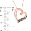 Thumbnail Image 2 of 0.10 CT. T.W. Champagne and White Diamond Tilted Heart Pendant in 10K Rose Gold