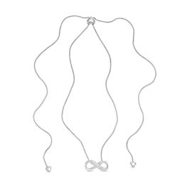 Diamond Accent Infinity Bolo Necklace in Sterling Silver - 30&quot;