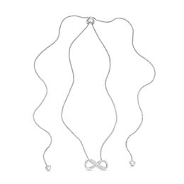 Diamond Accent Infinity Bolo Necklace in Sterling Silver - 30"