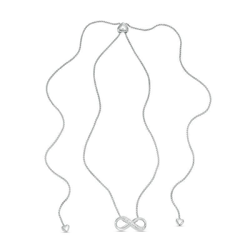 Diamond Accent Infinity Bolo Necklace in Sterling Silver - 30"