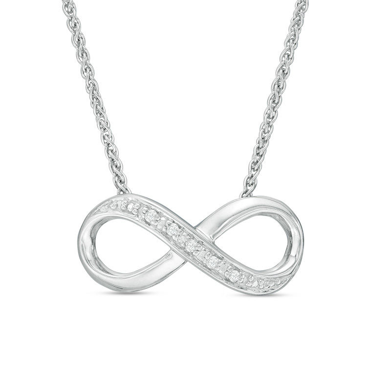 Diamond Accent Infinity Bolo Necklace in Sterling Silver - 30"