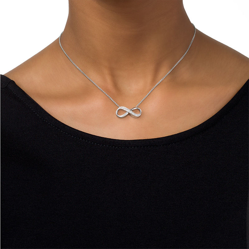 Diamond Accent Infinity Bolo Necklace in Sterling Silver - 30"