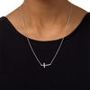 Thumbnail Image 3 of 0.09 CT. T.W. Diamond Sideways Cross Bolo Necklace in Sterling Silver - 30"
