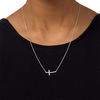 Thumbnail Image 4 of 0.09 CT. T.W. Diamond Sideways Cross Bolo Necklace in Sterling Silver - 30"