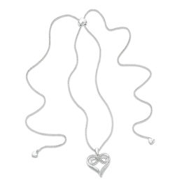 Diamond Accent Infinity Heart Bolo Necklace in Sterling Silver - 30&quot;