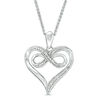 Thumbnail Image 1 of Diamond Accent Infinity Heart Bolo Necklace in Sterling Silver - 30"