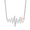 Thumbnail Image 1 of Diamond Accent Heartbeat Bolo Necklace in Sterling Silver and 10K Rose Gold - 30"