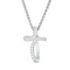 Thumbnail Image 1 of Diamond Accent Loop Cross Bolo Necklace in Sterling Silver - 30"