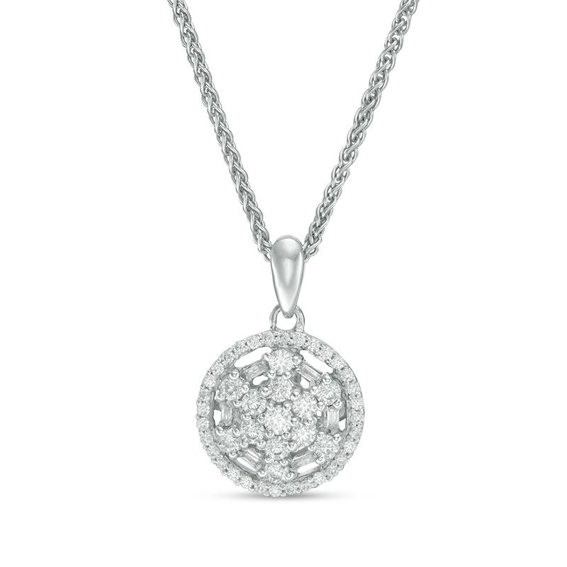 0.45 CT. T.W. Diamond Wheel Bolo Necklace in Sterling Silver - 30"