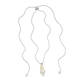 Diamond Accent Swirl Flame &quot;MOM&quot; Bolo Necklace in Sterling Silver and 10K Gold - 30&quot;