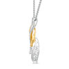 Thumbnail Image 1 of Diamond Accent Swirl Flame "MOM" Bolo Necklace in Sterling Silver and 10K Gold - 30"