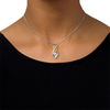 Diamond Accent Swirl Flame "MOM" Bolo Necklace in Sterling Silver and 10K Gold - 30"