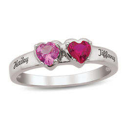 Couple's Heart-Shaped Birthstone Ring (2 Stones and Names)