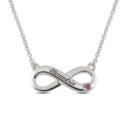 Mother's Birthstone Engravable Infinity Necklace (1 Stone and Name)