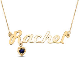 Birthstone Cursive Name Necklace (1 Stone and Name)