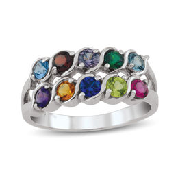 Mother's Birthstone Double Row "S" Ring (7-12 Stones)