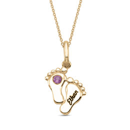 Mother's Birthstone Footprints Pendant (1 Stone and Name)