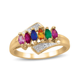 Mother's Marquise Birthstone Bypass Ring (3-7 Stones)