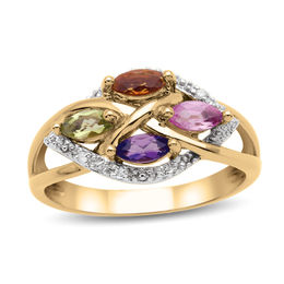 Mother's Marquise Birthstone and Diamond Accent Criss-Cross Ring (4 Stones)