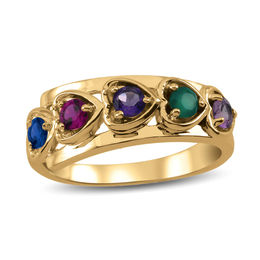 Mother's Birthstone Sideways Heart Open Shank Ring (3-5 Stones)