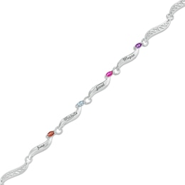 Mother's Marquise Birthstone Swirl Link Bracelet (2-8 Stones and Names) - 7.25&quot;