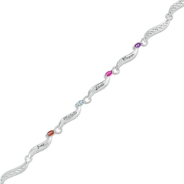 Mother's Marquise Birthstone Swirl Link Bracelet (2-8 Stones and Names) - 7.25"