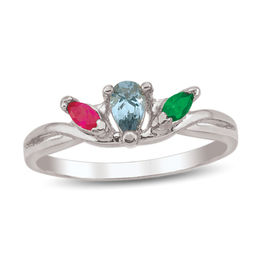 Mother's Birthstone Crossover Shank Ring (3 Stones)