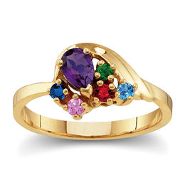 Mother's Birthstone Large Wave Ring (3-9 Stones)