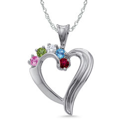 Mother's Birthstone Heart Pendant (2-6 Stones)