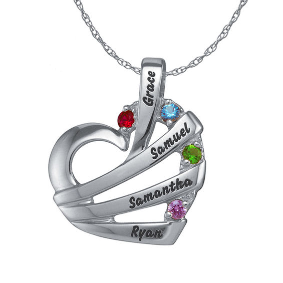 Necklace with 4 birthstones sale
