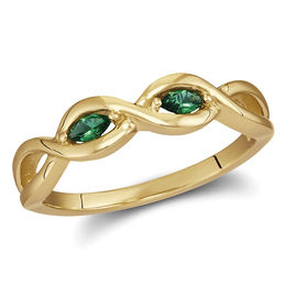 Mother's Marquise Birthstone Twist Shank Ring (2-5 Stones)