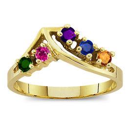 Mother's Birthstone Chevron Ring (1-5 Stones)