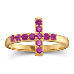 Mother's Birthstone Sideways Cross Ring (11 Stones)