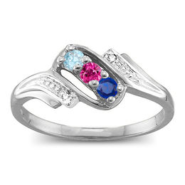 Mother's Birthstone and Diamond Accent Ring (2-6 Stones)