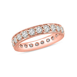 1.95 CT. T.W. Diamond Channel Set Vintage-Style Eternity Wedding Band in 14K Rose Gold