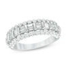 Thumbnail Image 0 of 1.00 CT. T.W. Baguette and Round Diamond Ladder Anniversary Band in 10K White Gold