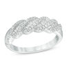 0.38 CT. T.W. Baguette and Round Diamond Wave Anniversary Band in 10K White Gold