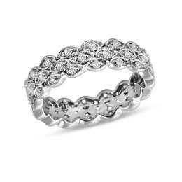 0.45 CT. T.W. Diamond Triple Row Vintage-Style Eternity Wedding Band in 14K White Gold
