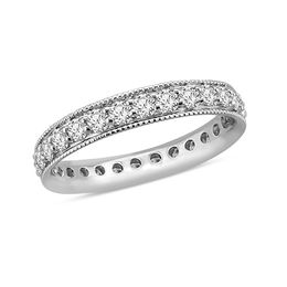 0.95 CT. T.W. Diamond Channel Set Vintage-Style Eternity Wedding Band in 14K White Gold