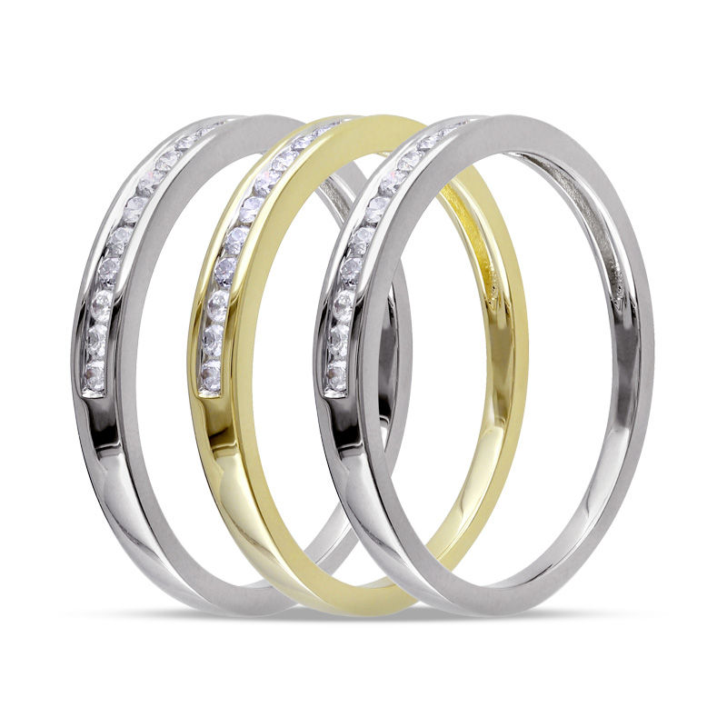 0.37 CT. T.W. Diamond Stackable Three Ring Set in 10K Two-Tone Gold