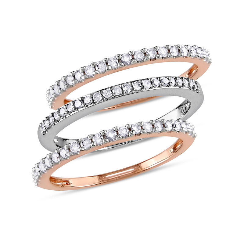 0.50 CT. T.W. Diamond Stackable Three Ring Set in 10K Two-Tone Gold